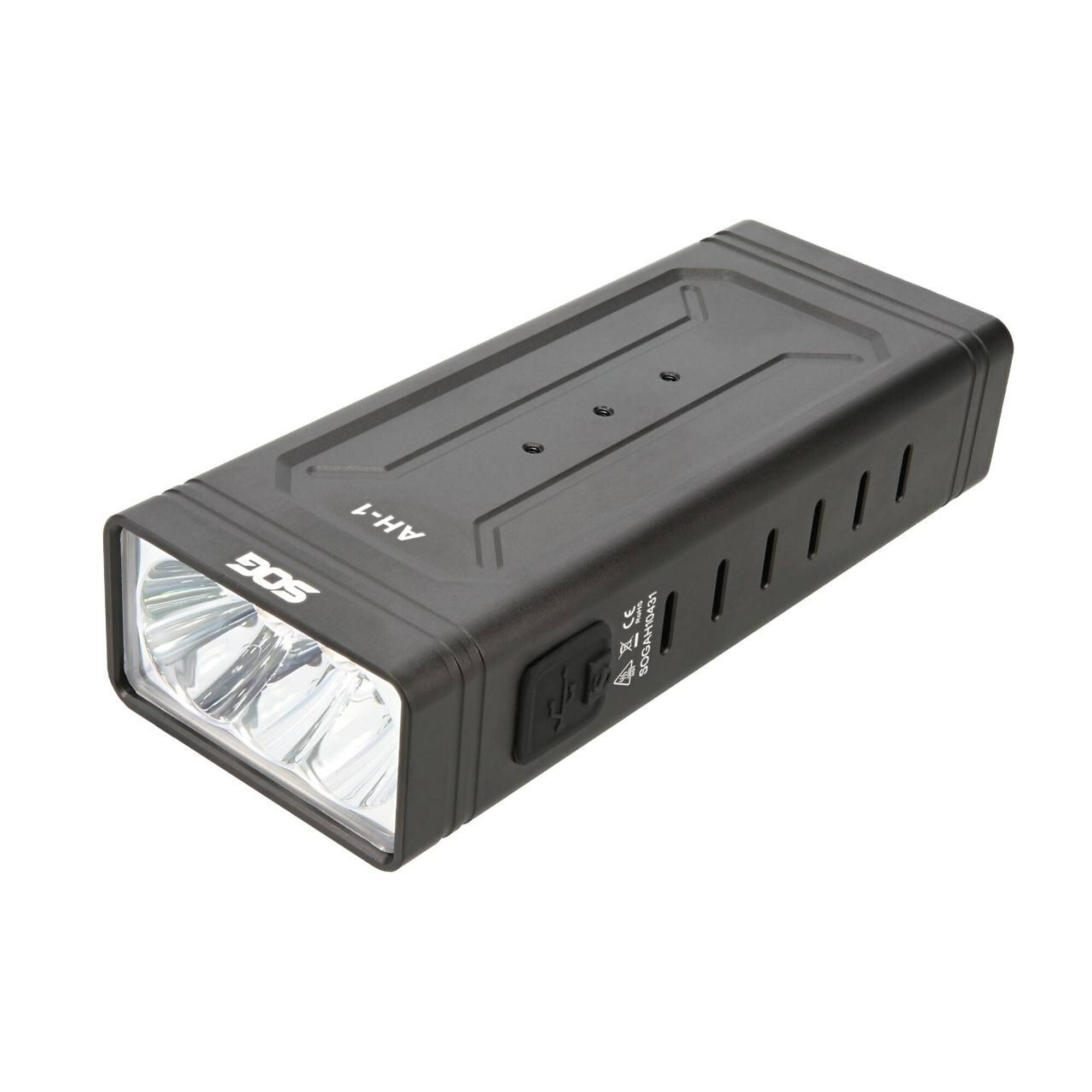 SOG High-Performance Rechargeable Flashlight — 5000 Lumens, Luminus SST40 LEDs, 340m Beam Distance, Built-In 3200mAh Batteries, Model# SOG-59-65-02-57